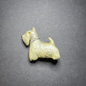 Vintage 1980s Silver Tone Enamel Scottie Scottish Terrier Dog Brooch Pendant